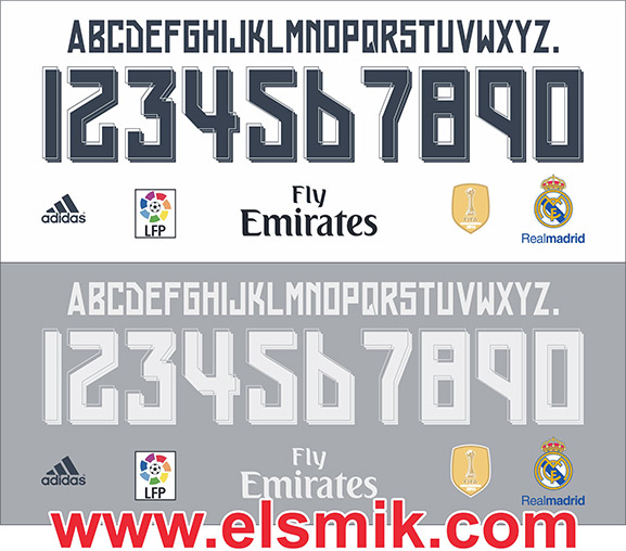 Fuente tipográfica del Real Madrid en vectores